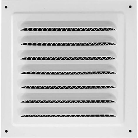 Grille de ventilation métallique 30x30 cm pour salle de bain, avec moustiquaire intégrée, blanche (1/3)