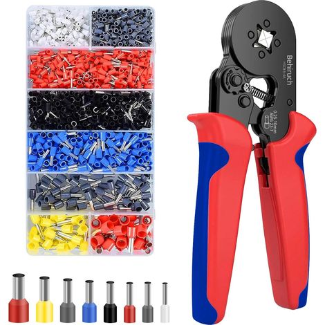 Pince à Sertir, avec Cosse Electrique 1300pcs, 0.25-10mm² Pince a Sertir, Orange, Gris, Noir Cliquet Auto-Adjuvsable, Sertissage Précis, pince à sertir, kit d'embouts de câble (1/5)