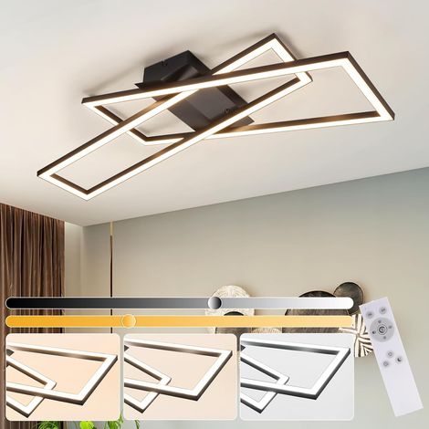 Lámpara de techo LED GBLY para sala de estar, diseño moderno, regulable, 36 W, color negro, con control remoto, para cocina, pasillo, luces de techo cuadradas para oficina, habitación infantil. (1/5)