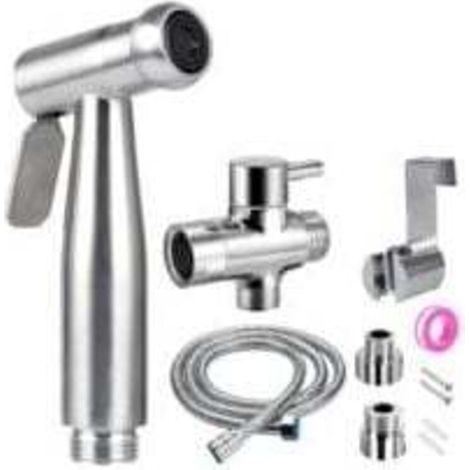 Ensemble WC bidet complet – Ensemble WC bidet avec robinetterie 3 voies (1/2"-3/8") Tailles françaises standard (argent) (1/4)