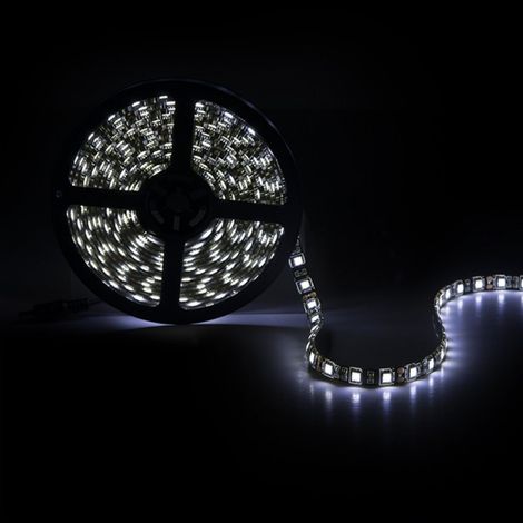 Striscia da 300 LED 72W 3948Lm CRI85 3000ºK SMD5050 12VDC IP65 Nero PCB x5M 40.000H [CA-5050-300-IP65-B-WW]-Bianco caldo