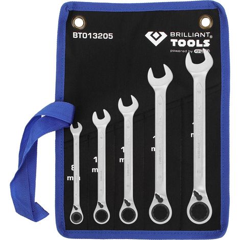 BRILLIANT TOOLS Juego de llaves de carraca de anillo 5 piezas, reversibles 8 - 19 mm - BT013205 (1/4)
