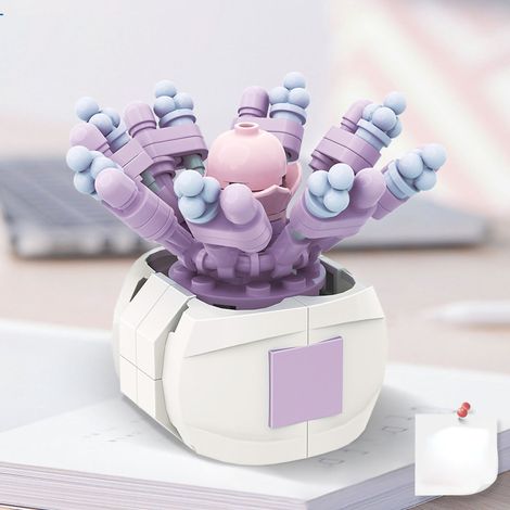 Lot de fleurs botaniques violettes colorées en blocs de construction DIY pour bonsaï, collection décorative réaliste en plastique, sachet de plantes (1/5)