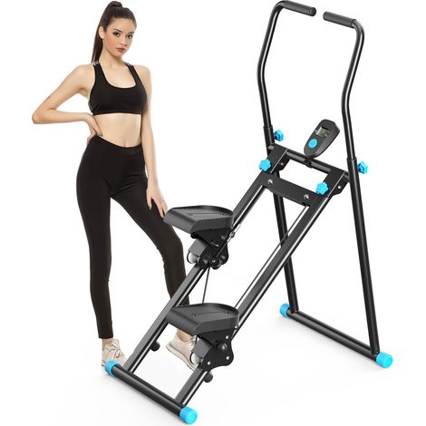 Stepper d'intérieur 2026, doté d'une fonction d'escalade verticale avec 3 niveaux de résistance réglables, appareil d'entraînement croisé avec écran LCD, pédales pliables et faciles à transporter