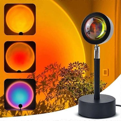 Lampe coucher de soleil - Projecteur coucher de soleil à 16 couleurs changeantes avec 4 modes d'éclairage, lampe USB rotative à 180° avec télécommande, idéale pour la photographie (1/5)