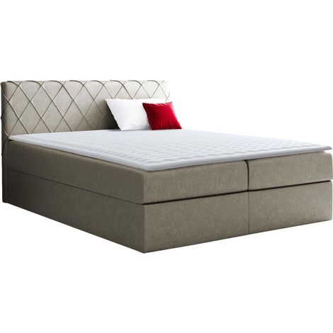 Lit boxspring Genus, Velluto 3, Double, Continental, 180x200, Tissu, Disponible, 186x208x103cm (1/5)