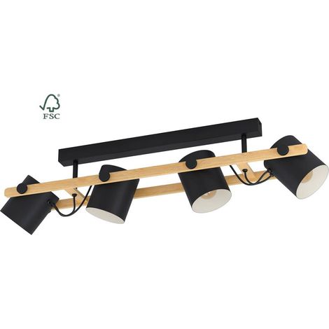 Plafoniera Vintage Hornwood Acciaio Nero 4 Luci E27 (1/5)