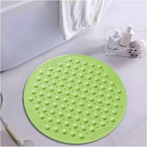 Tapis de Douche antidérapant Rond Tapis de Douche antidérapant avec ventouses Lavable en Machine Tapis Douche,Vert (1/4)