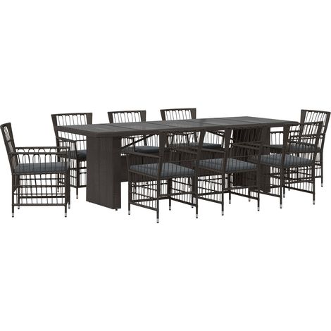 Set da pranzo per esterni 9 pz Nero polyrattan vidaXL (1/5)