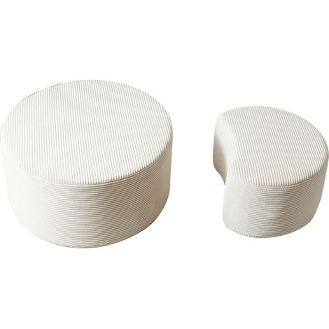 Set de 2 tables basses rondes en mousse rembourrée pour salon, sans montage (1/5)