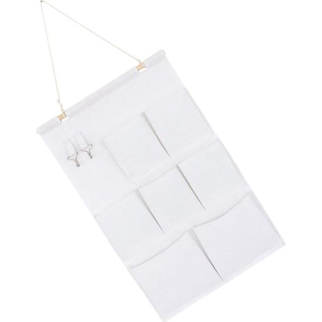 Hängender Wandorganizer, Hängender Kleiderschrankbeutel mit Holzstange, sieben Taschen für diverse Gegenstände