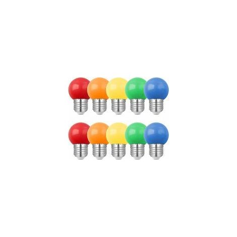 Paquet de 10 ampoules LED B22 1 W, ampoules à baïonnette de couleur, mini ampoules globe G45, rouge vert bleu orange jaune pour mariage, Halloween, Noël (vert) (1/3)