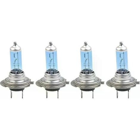 Lot de 4 ampoules halogènes H7 12V 100W blanc xénon 6000K pour phares de voiture, feux de brouillard ultra-lumineux et feux de stationnement. (1/5)