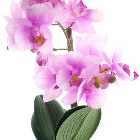 GASPER Orchidee Lila-Rosa im weißen Steinguttopf 33 cm - Kunstpflanzen (1/2)