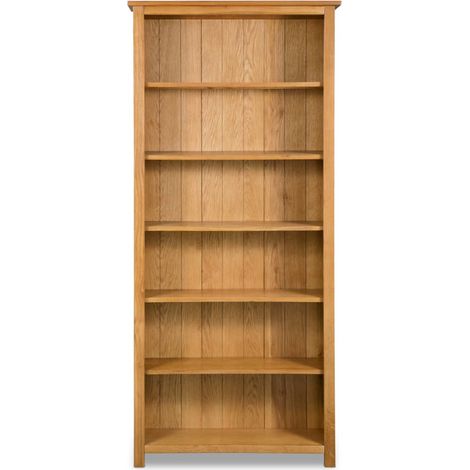 Bibliothèque 6 étagères 80x22,5x180 cm en bois de chêne massif – Charme rustique – Facile à assembler – Pour bureau ou salon – Nova (1/5)
