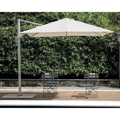 Sonnenschirm aus Aluminium 300 x 300 cm mit seitlichem Mast in Cremefarbe, Stoff in Ecru. MALIGI HOME MG-RAISSA Ecrù (1/5)