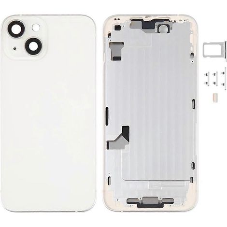 Akku-Rückseite für iPhone 14 + Rückseite + Mittelrahmen + SIM-Kartenfach + Seitentaste (Weiß) (1/5)