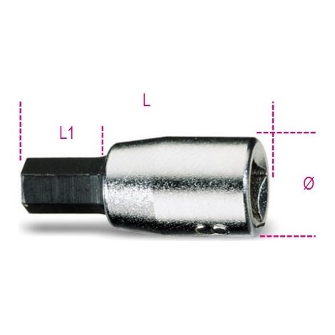 CHIAVI A BUSSOLA A GIRAVITE MASCHIO ESAGONALE CON ATTACCO QUADRO FEMMINA 1/4 CROMATE-INSERTI BRUNITI MM 6 ART. 900ME