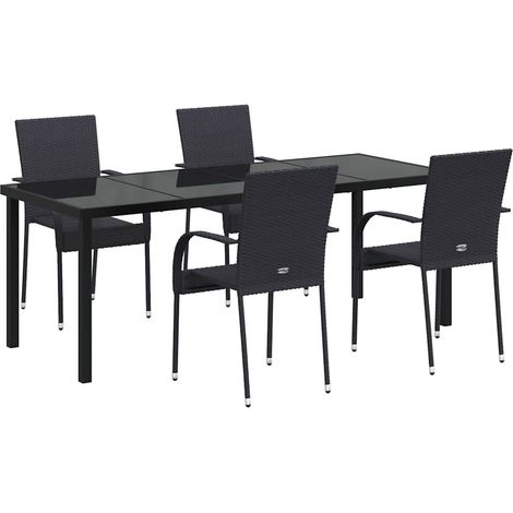Maison Exclusive - Set da Pranzo per Giardino 5 pcs Nero