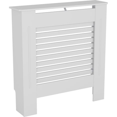 Milton Radiator Cover MDF Modern Cabinet Slatted Grill, White, Small (1/5)