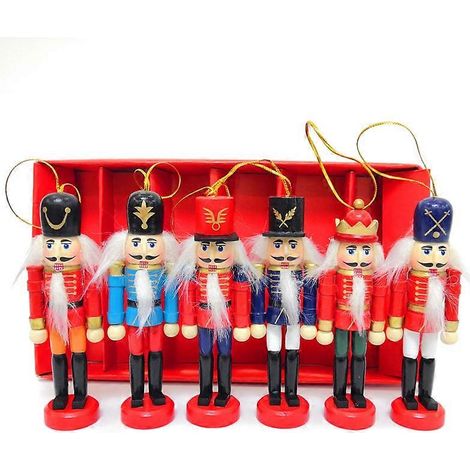 Décorations de Noël Casse-Noisette, Figurines de soldats Casse-Noisette en bois pour sapin de Noël (6 pièces) (1/5)