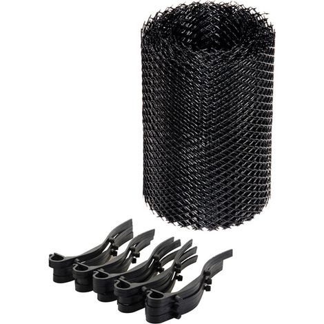 Protège-gouttière 5 m x 160 mm – Polypropylène anticorrosion – Inclus 15 crochets d'attache – Installation facile avec clips (1/2)