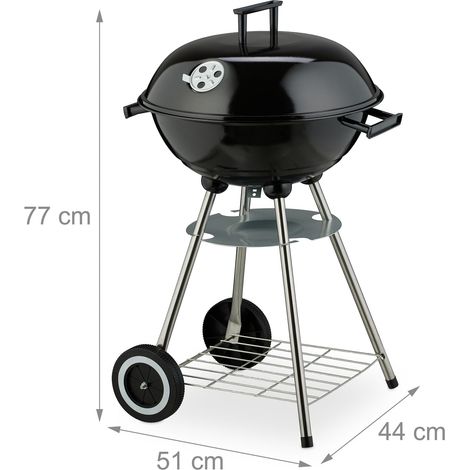 Barbacoa de carbón para exterior práctica con tapa 115 x 60 x 45 cm de acero negro 130016744 (1/5)
