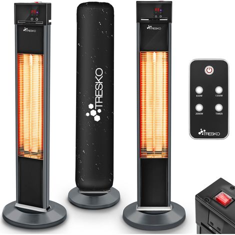 TRESKO Infrarot Stand-Heizstrahler 2000W mit Fernbedienung & Abdeckung Wärmestrahler Terrasse elektrisch mit 3 Heizstufen Terrassenstrahler Innen & Außen Infrarotstrahler mit LED-Anzeige (1/5)