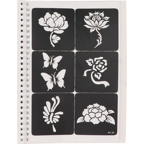 97 Motifs de Pochoirs Tatouage Aérographe, Réutilisables Imperméables, Gabarits Temporaires Portables pour Corps et Peinture Artistique (1/5)