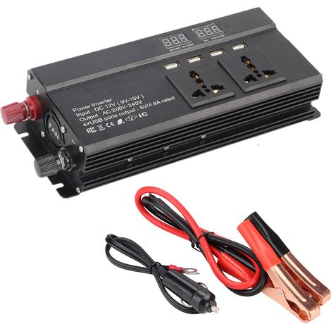Convertisseur de tension 12V CC vers 220-240V 1200W / 3000W, transformateur onduleur automatique pour chargeur voiture, prise UE (1/5)