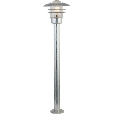 Searchlight Conrad Poteau extérieur - Métal argenté galvanisé et verre transparent