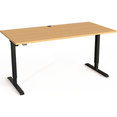STIER Schreibtisch 501-20 elektrisch höhenverstellbar 160 x 80 cm Buche Schwarz (1/3)