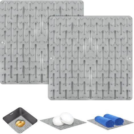 Lot - de 2 Protecteur D'évier avec Ventouses, Fond évier Multifonctionnel Antidérapant, Mat pour la Protection des D'evier (1/5)