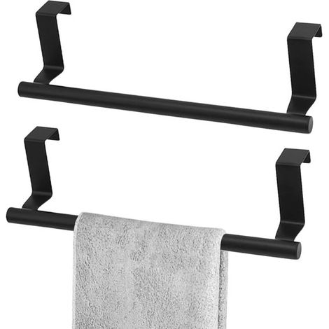 Confezione da 2 portasciugamani da cucina, 36 cm, non è necessaria la foratura, portasciugamani in acciaio inox da appendere alla porta, barra portasciugamani, portasciugamani per (1/5)