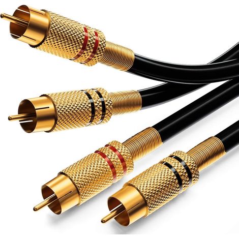 NOLUXA 1,5m Câble Audio RCA Prise 2x RCA sur Prise 2x RCA Câble Audio HiFi Fiches RCA Entièrement en Métal Plaqué (1/5)