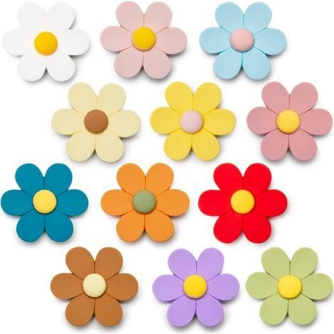Niedliche und farbenfrohe 3D-Kühlschrankmagnete in Blumenform für Spinde, Whiteboards, Küchen und Büros (12 Stück) (1/5)