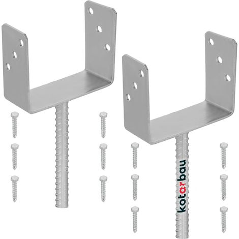 KOTARBAU® 2 pcs Support Poteau à Sceller - Acier Galvanisé - 161 mm - Argent - Pied de Poteau Bois - avec Ancrage Béton - Embase Robuste pour Clôture Jardin Terrasse (1/5)