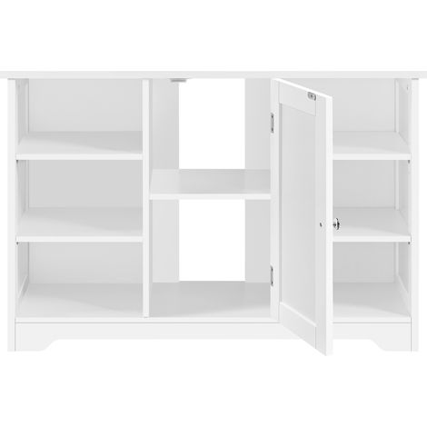 Homevive Mueble Baño Bajo Lavabo con Pie Armario de Baño de Suelo 6 Estantes y 1 Puerta 60×30×90 cm Blanco