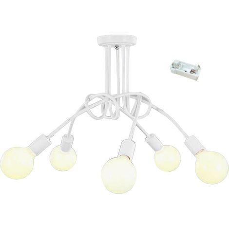 Lustre décoratif en fer forgé, style industriel vintage, 5 têtes, 3 couleurs, 110 V. Idéal pour bureau, salon ou chambre. (1/4)