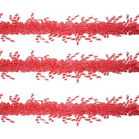 Nastro festone filo candy stick caramelle lecca lecca bianco rosso 200cm addobbi decorazioni natalizi per casa albero di natale (1/3)