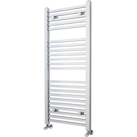 Balterley Harlaston Contemporary Heated Vertical Towel Ladder Rail with Square Rails, 1167 BTU, 1200mm x 500mm Bathroom Radiator - Chrome