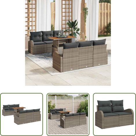 Gartentisch - Garten-Sofa-Set mit Kissen 7 pcs Grau (1/5)