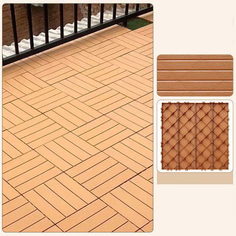 Fuleadture 11 piastrelle in plastica ad incastro per patio arancioni, durevoli e resistenti alle basse temperature, pavimento per esterni 30 x 30 cm per giardino, balcone, piscina (1/5)