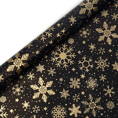 Papier cadeau de Noël haut de gamme, doré, grand format (43 cm de large x 3 m de long).