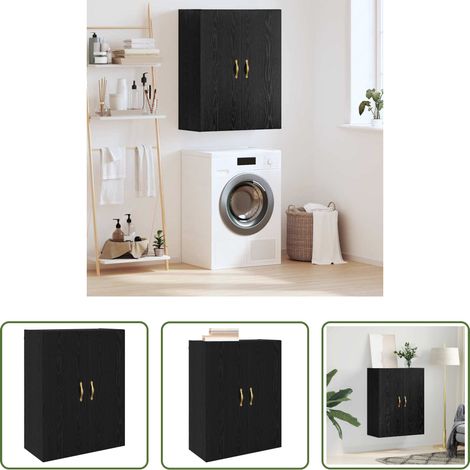 vidaXL Holzschrank - Wandschrank Wandmontiert Schwarz Eichen-Optik 69,5 x 34 x 90 cm (1/5)