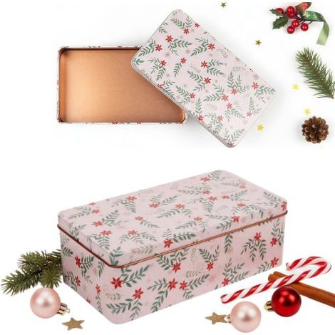 Boîte de Noël en métal pour biscuits, pain d'épice, bonbons, bâtonnets 21 x 11 x 7 cm (1/5)
