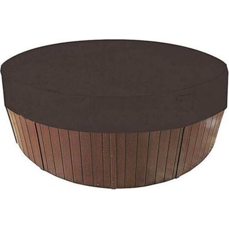 Couverture solaire ronde pour piscine, 100% résistante aux UV, imperméable, 190T, pour spas extérieurs, 200 x 30 cm/190 x 30 cm (marron) (1/3)