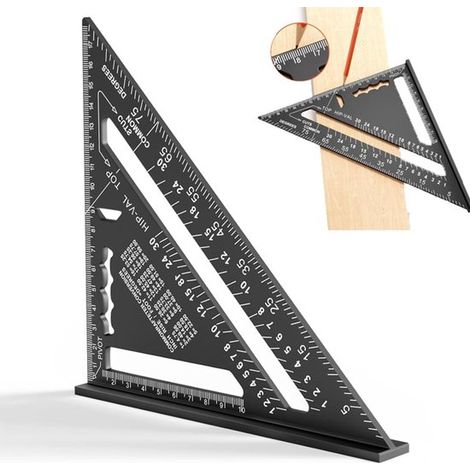 Zimmermannswinkel Aluminiumlineal dreieckiger Zimmermannswinkel 45 90 Grad verdickt hochpräzises Messwerkzeug für Zimmerleute Dachdecker schwarz (1/5)