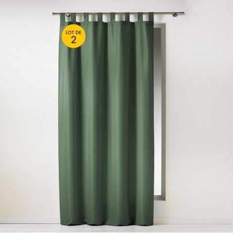 Lot de 2 rideaux 140 x 260 cm unis à passants Essentiel Kaki (1/3)