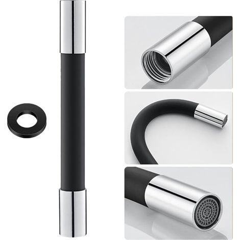 Faucet extension - Faucet accessories - Universal - Faucet shower - Flexible faucet extension - 360° faucet black - 20 cm